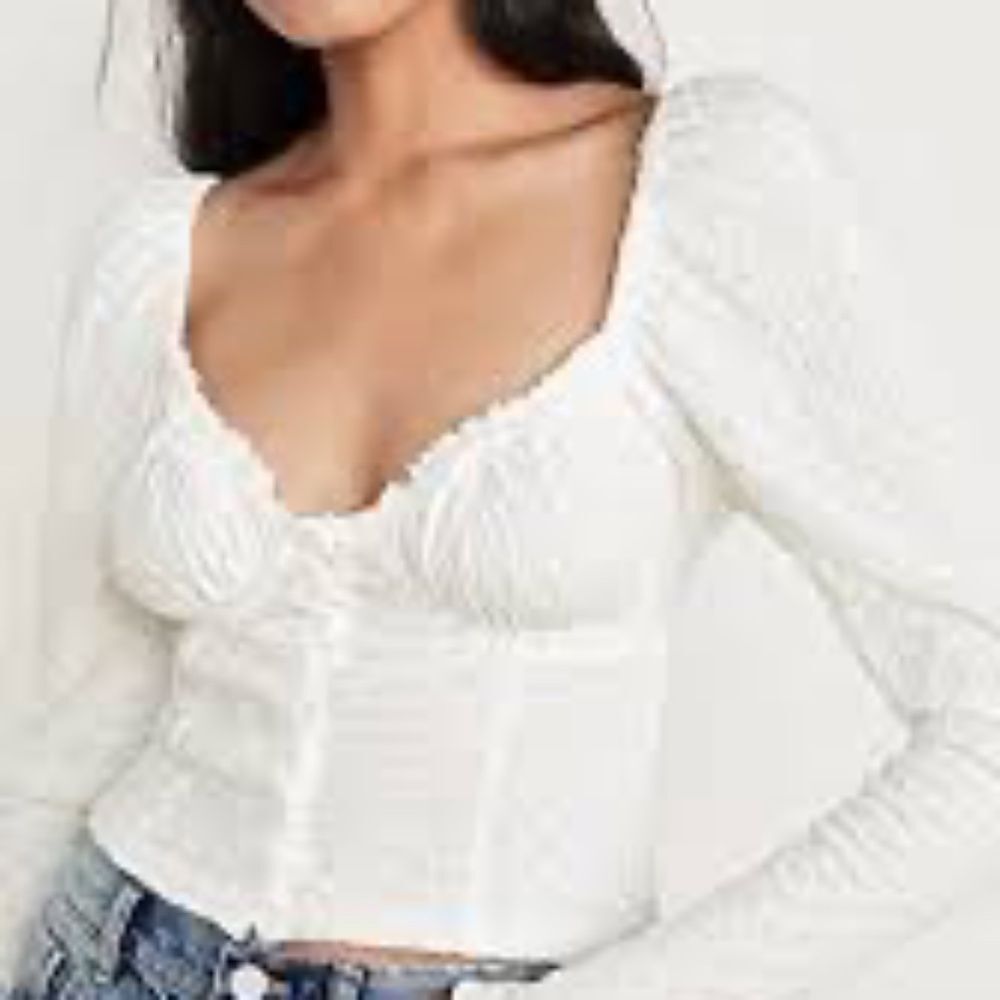 Free People Ladybug Long Sleeve Crop Top Sz S